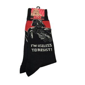 Disney Star Wars Darth Vader I'M Useless to Resist Men's Crew Socks Size 6.5-12
